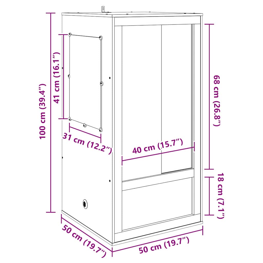 Terrarium Braun 50 x 50 x 100 cm OSB