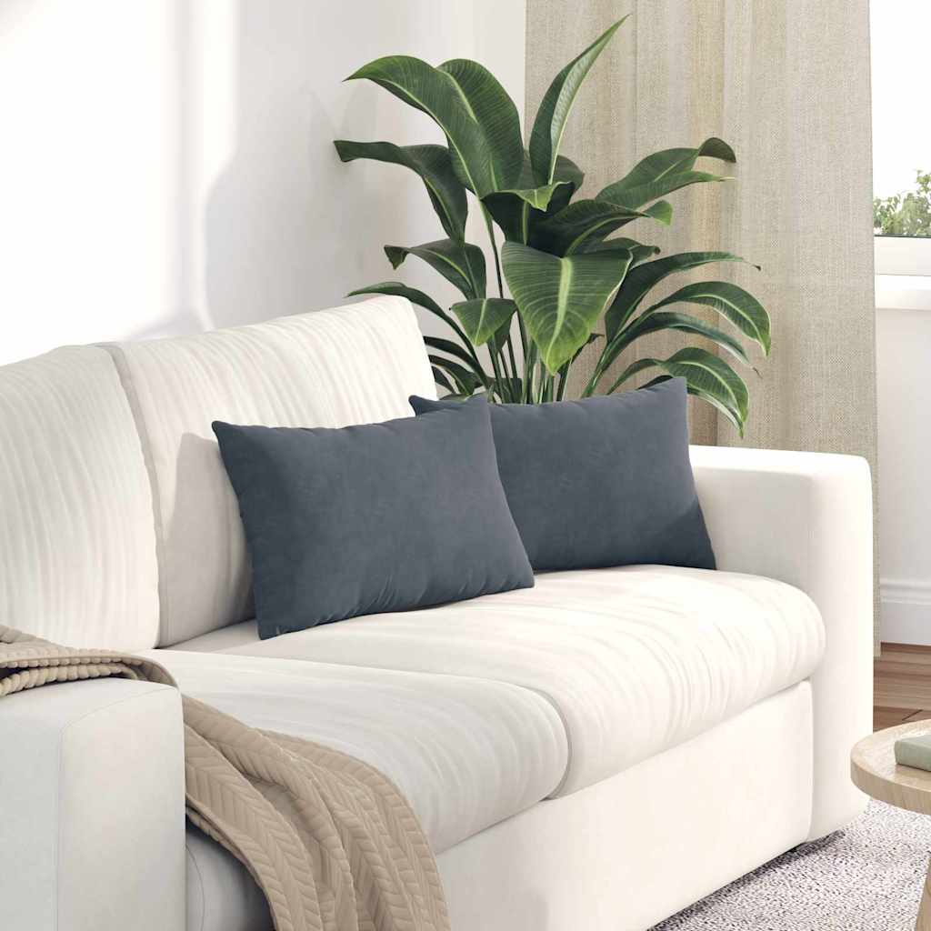 Sofakissen 2 pcs Dunkelgrau 50 x 30 cm Cordstoff