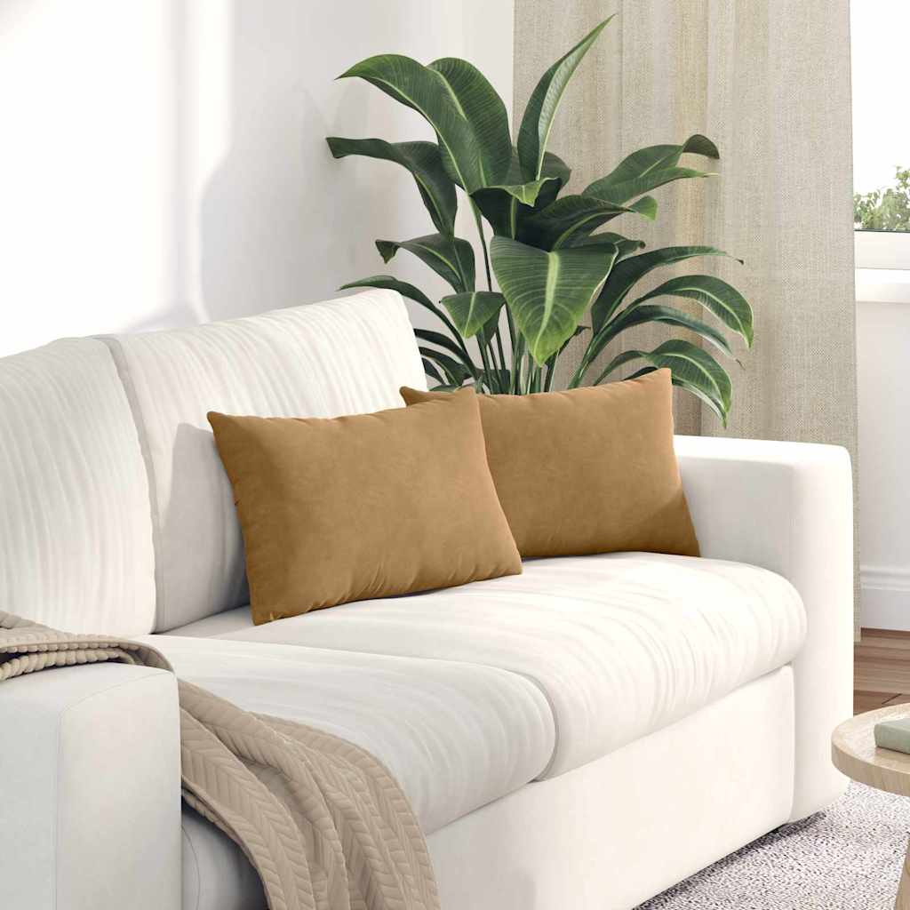 Sofakissen 2 pcs Braun 50 x 30 cm Cordstoff