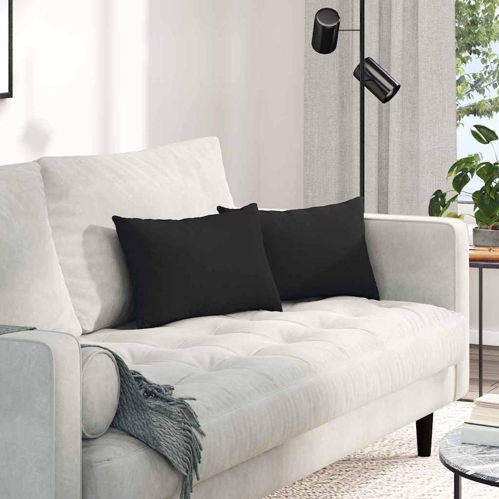 Sofakissen 2 Stk. Stoff Schwarz 50 x 30 cm