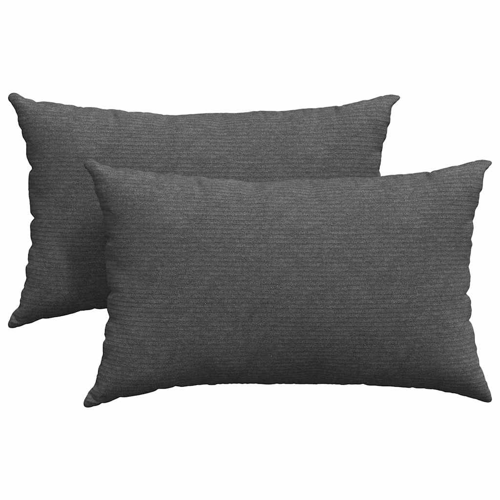 Sofakissen 2 pcs Dunkelgrau 50 x 30 cm Cordstoff