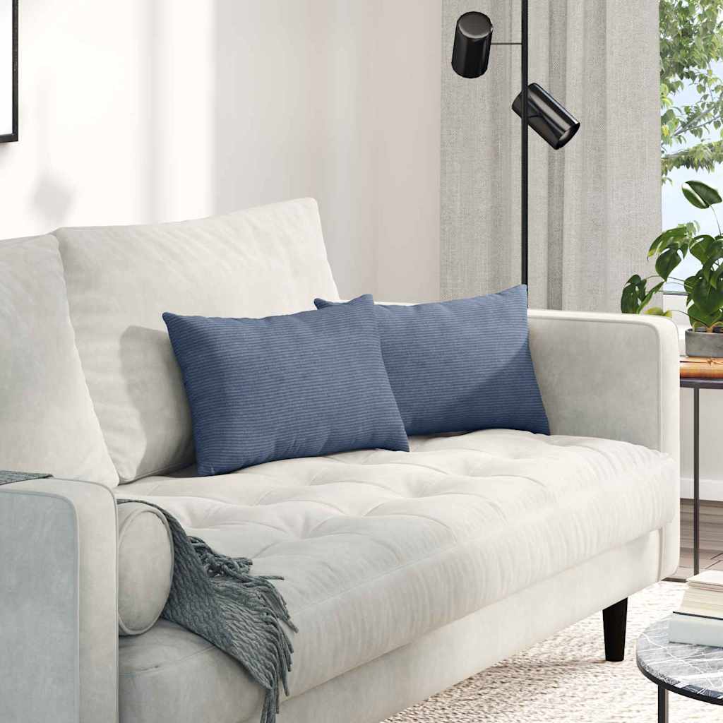 Sofakissen 2 pcs Blau 50 x 30 cm Cordstoff