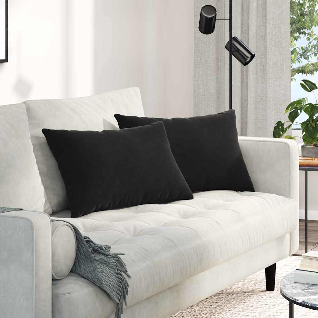 Sofakissen 2 pcs Schwarz 60 x 40 cm Cordstoff