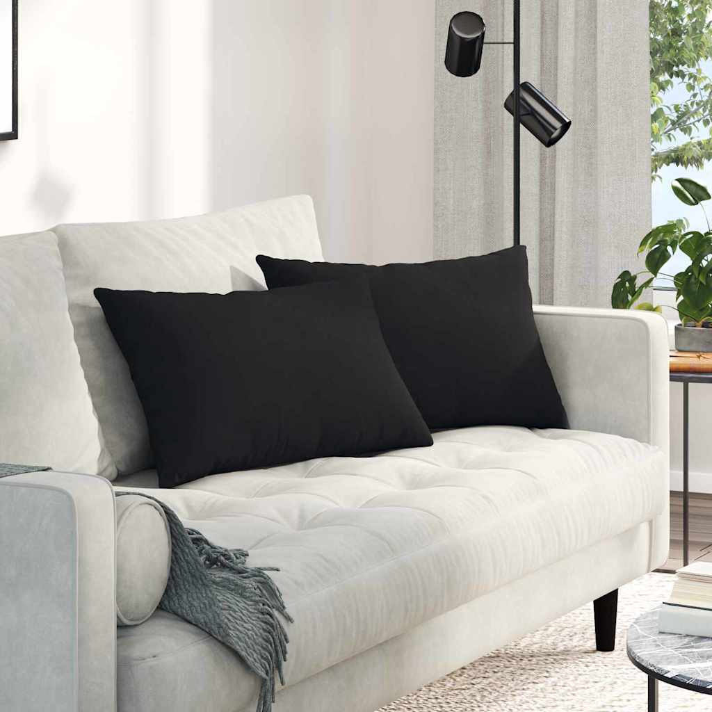 Sofakissen 2 Stk. Stoff Schwarz 60 x 40 cm