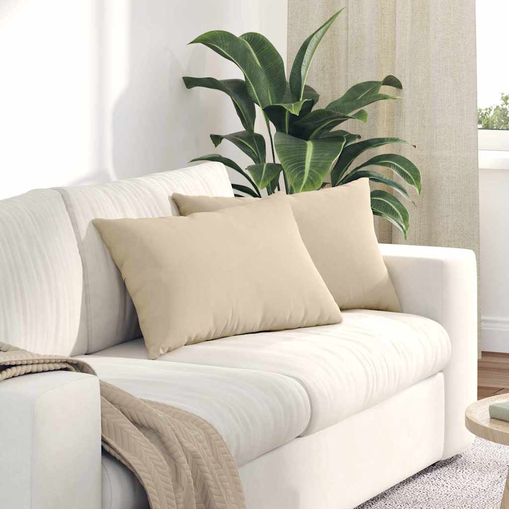 Sofakissen 2 Stk. Stoff Creme 60 x 40 cm