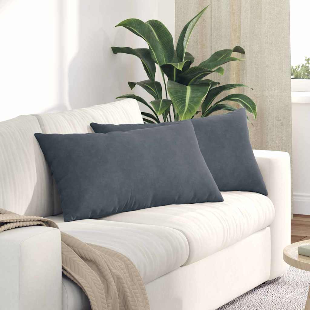 Sofakissen 2 pcs Dunkelgrau 80 x 40 cm Cordstoff