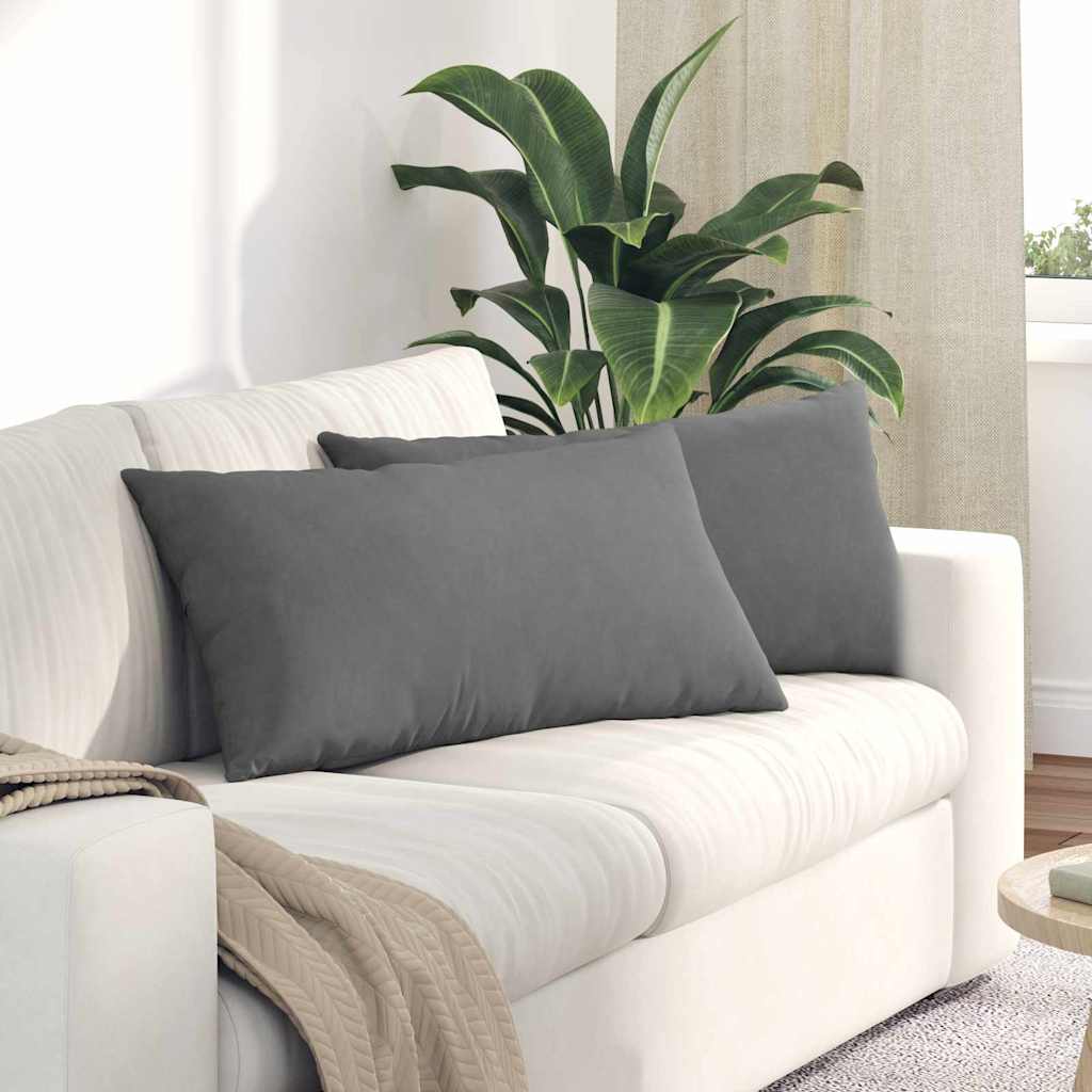 Sofakissen 2 Stk. Stoff Dunkelgrau 80 x 40 cm