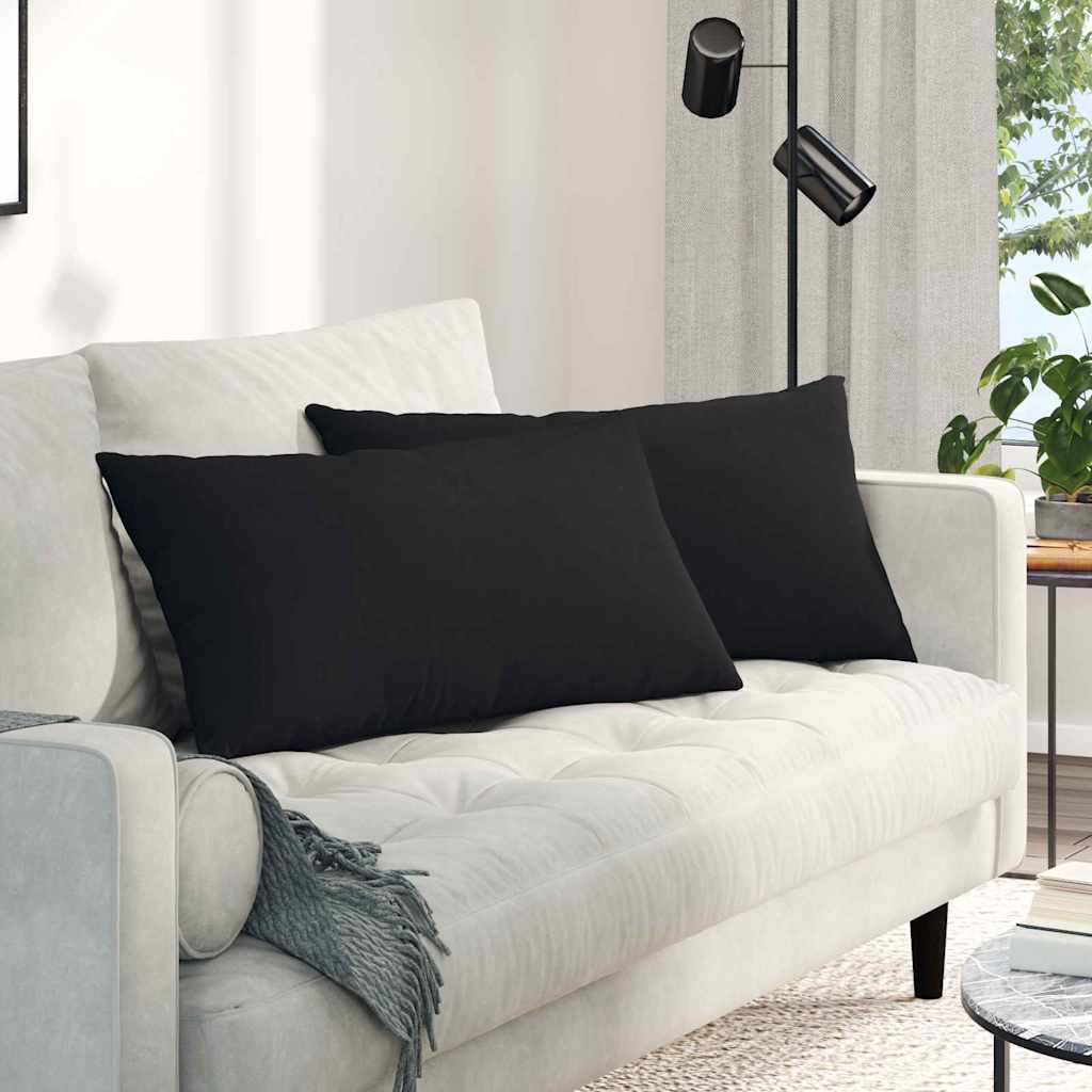 Sofakissen 2 Stk. Stoff Schwarz 80 x 40 cm