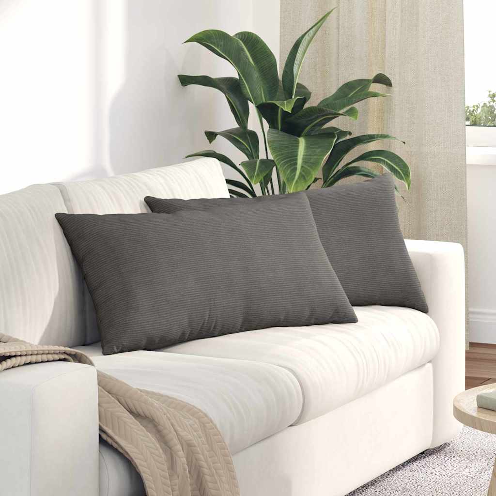 Sofakissen 2 pcs Hellgrau 80 x 40 cm Cordstoff