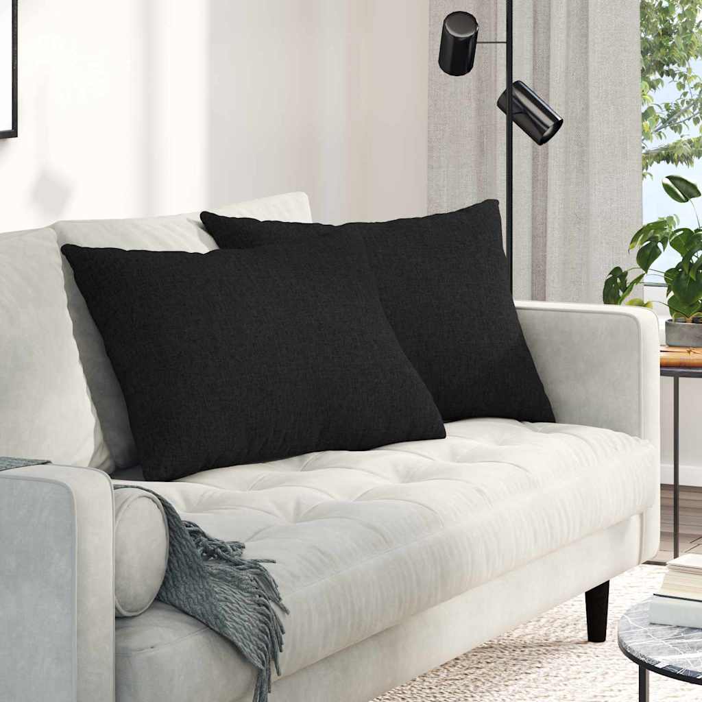 Sofakissen 2 stk. Stoff Schwarz 70 x 50 cm
