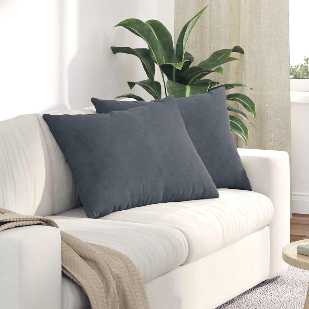 Sofakissen 2 pcs Dunkelgrau 70 x 50 cm Cordstoff