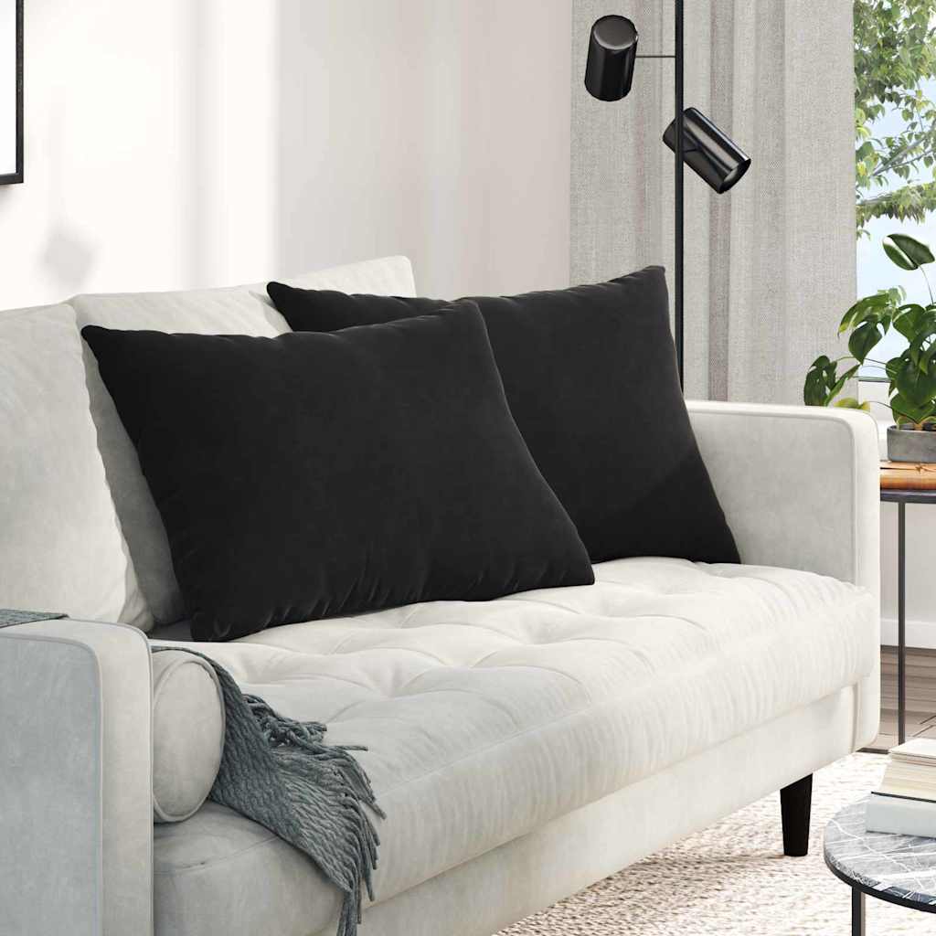 Sofakissen 2 pcs Schwarz 70 x 50 cm Cordstoff