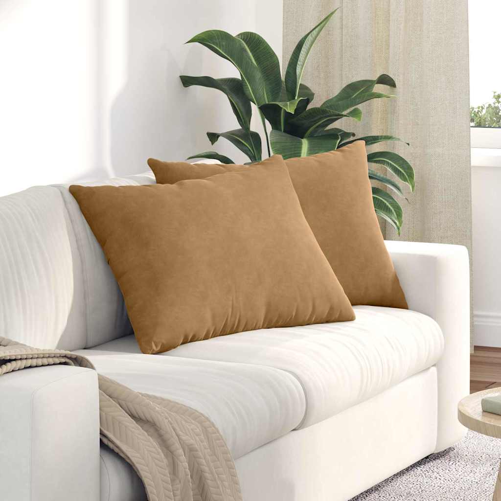 Sofakissen 2 pcs Braun 70 x 50 cm Cordstoff