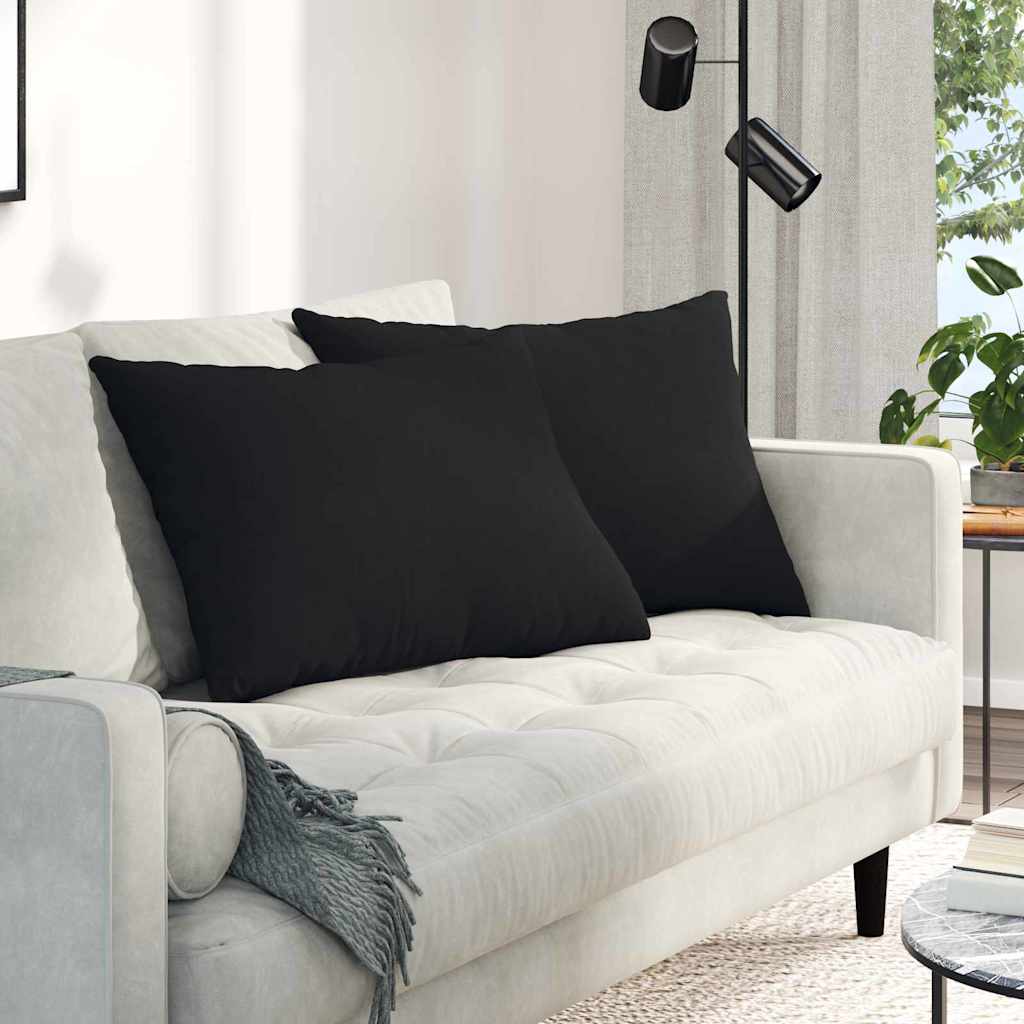 Sofakissen 2 Stk. Stoff Schwarz 70 x 50 cm
