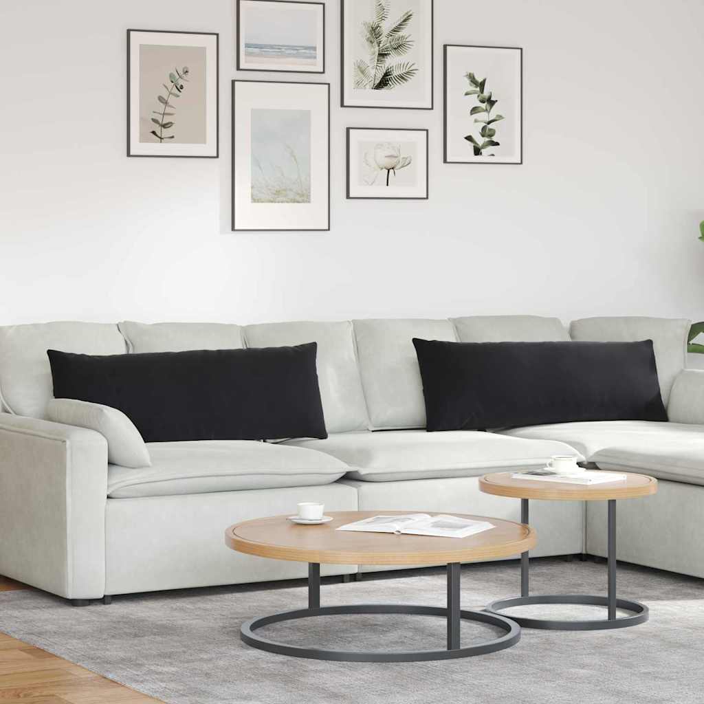Sofakissen 2 pcs Schwarz 120 x 40 cm Cordstoff