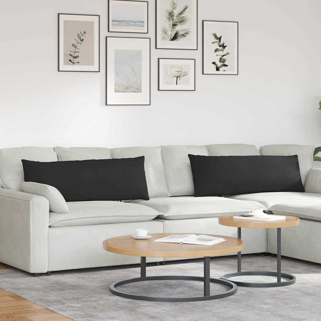 Sofakissen 2 Stk. Stoff Schwarz 120 x 40 cm