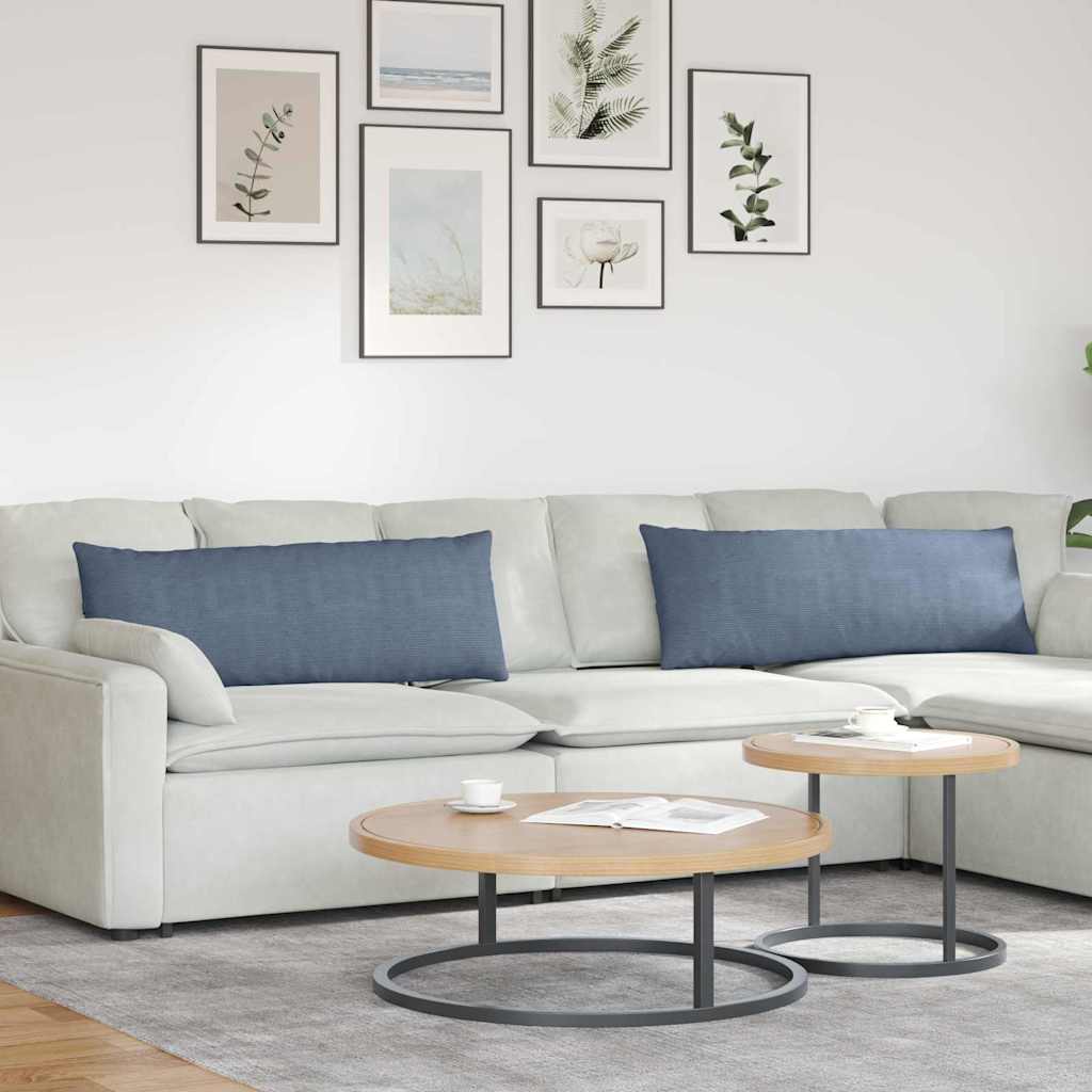 Sofakissen 2 pcs Blau 120 x 40 cm Cordstoff