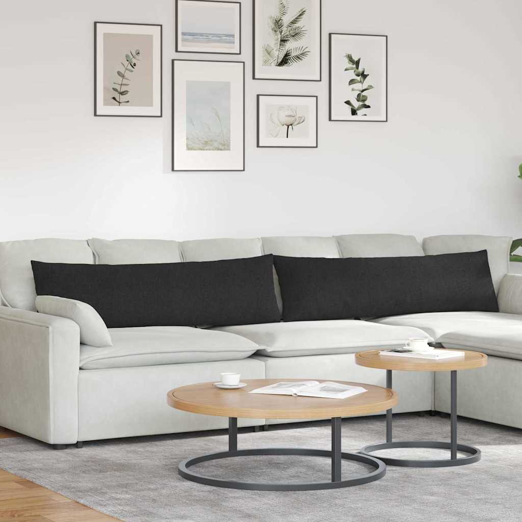 Sofakissen 2 stk. Stoff Schwarz 145 x 40 cm