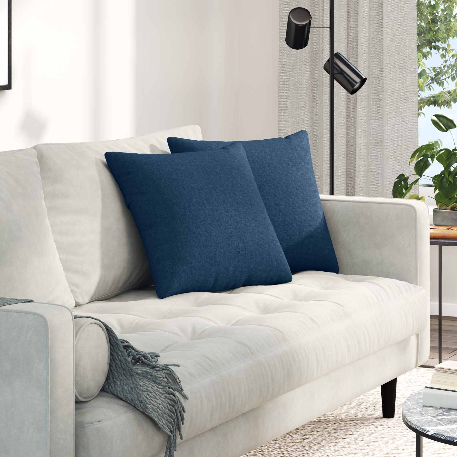Sofakissen 2 stk. Stoff Blau 45 x 45 cm
