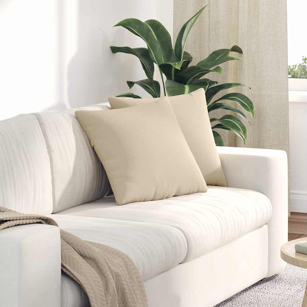 Sofakissen 2 Stk. Stoff Creme 45 x 45 cm