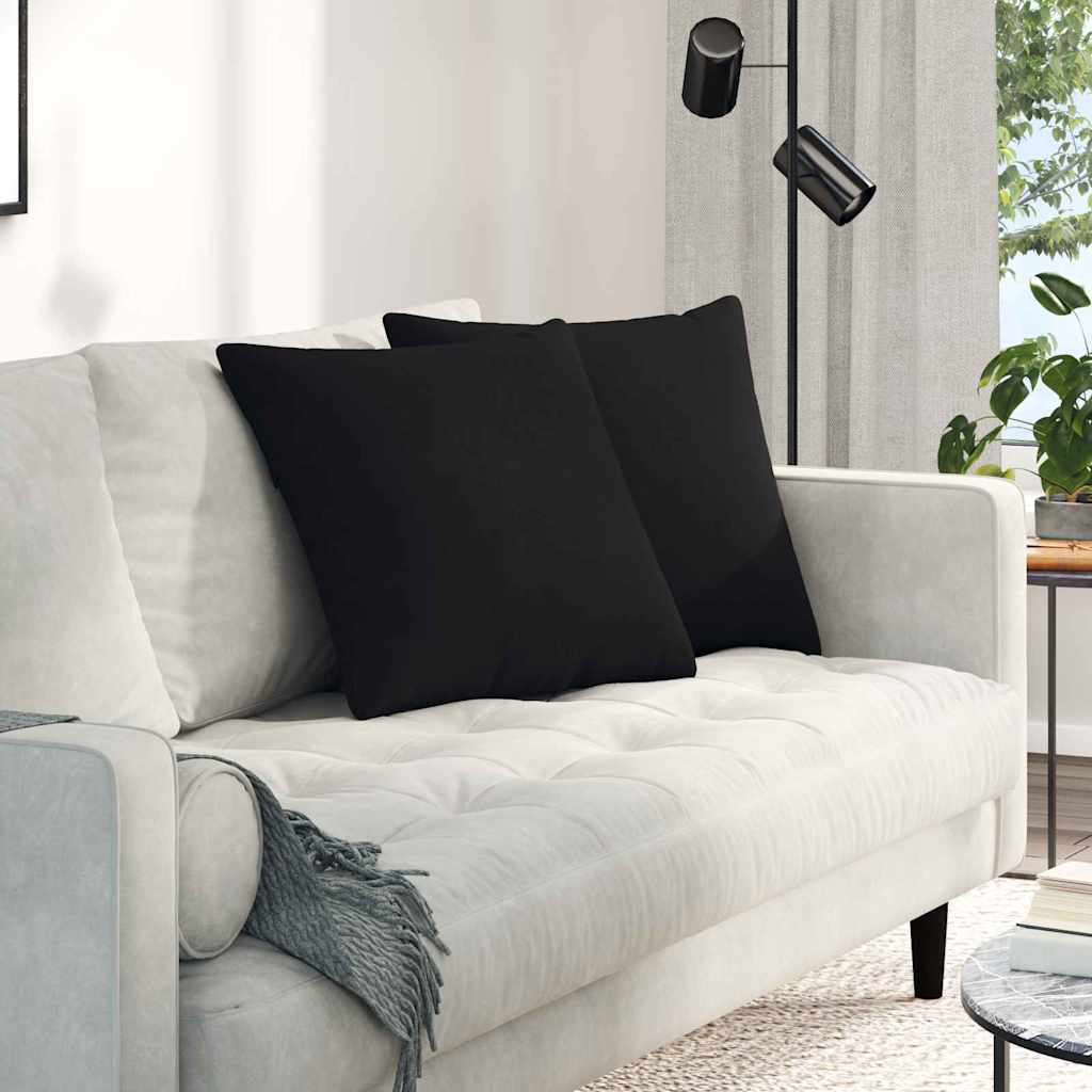 Sofakissen 2 Stk. Stoff Schwarz 50 x 50 cm