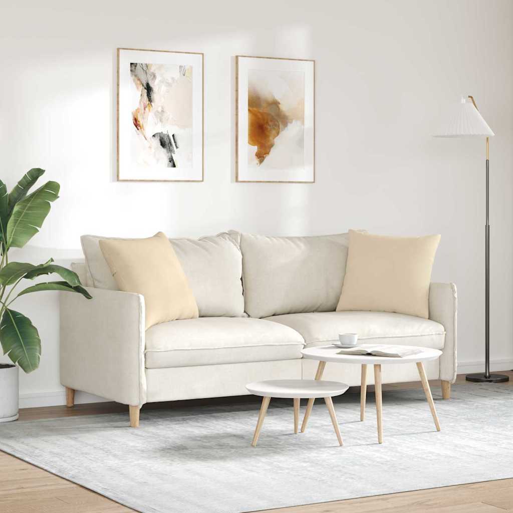 Sofakissen 2 Stk. Stoff Creme 50 x 50 cm