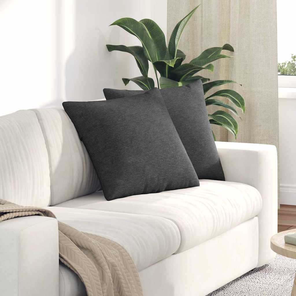 Sofakissen 2 pcs Dunkelgrau 50 x 50 cm Cordstoff