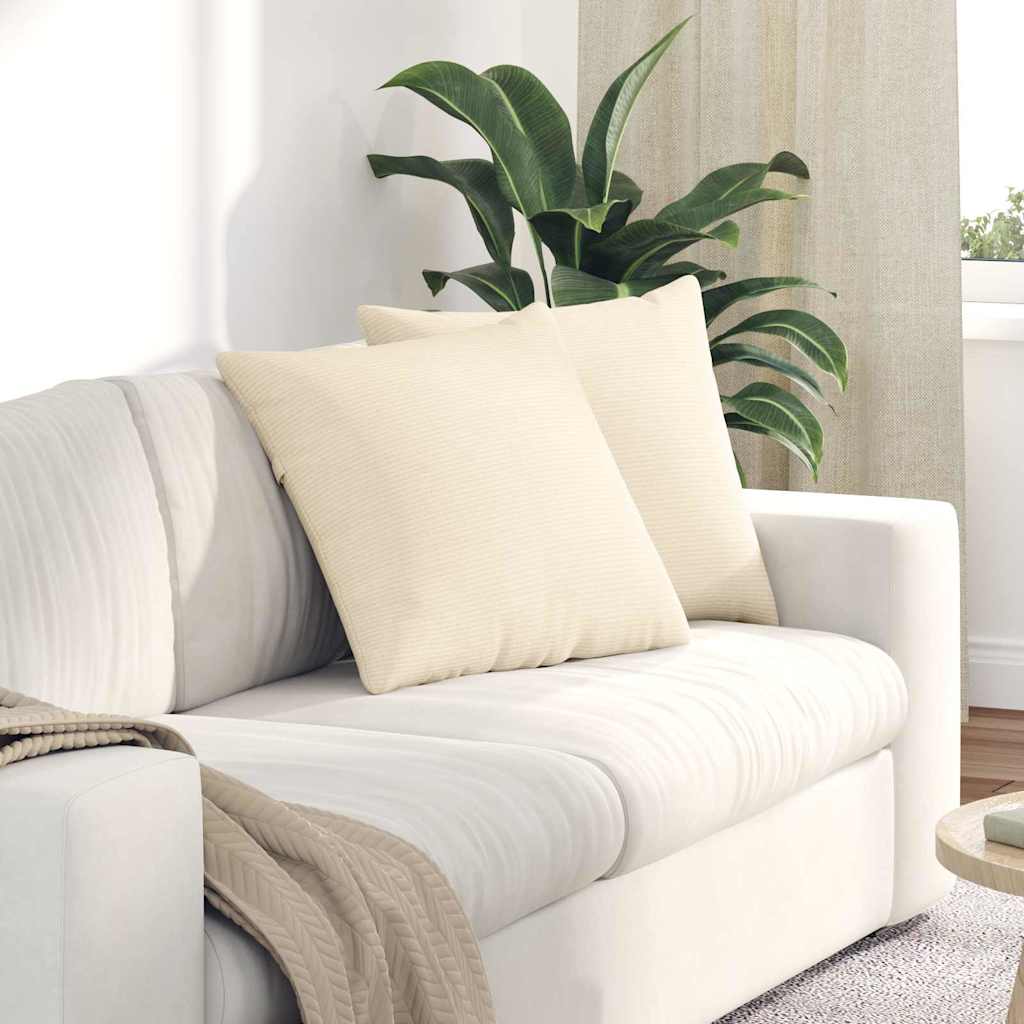 Sofakissen 2 pcs Creme 50 x 50 cm Cordstoff