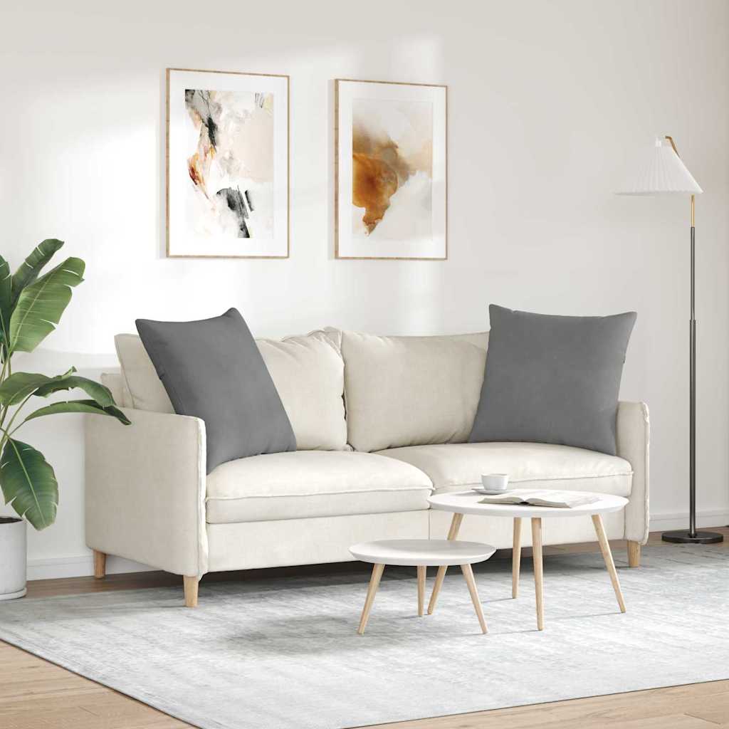Sofakissen 2 Stk. Stoff Dunkelgrau 60 x 60 cm