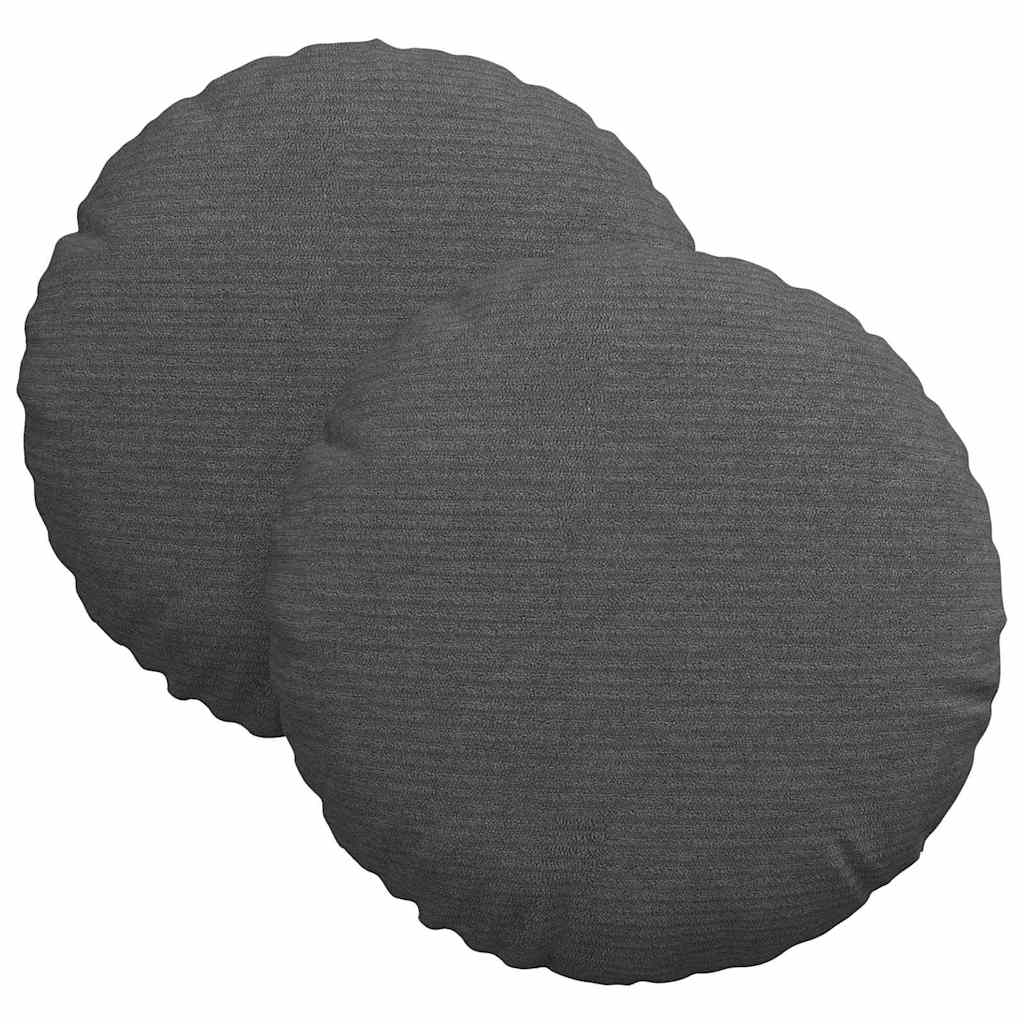 Sitzkissen 2 stk. Cordstoff Dunkelgrau Ø30 x 13 cm