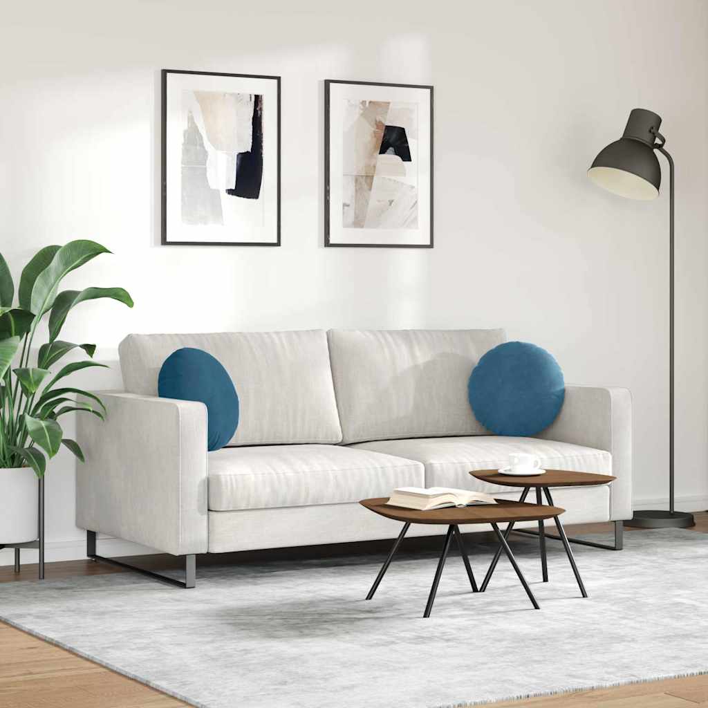 Sitzkissen 2 pcs Blau Ø 40 x 13 cm Samt