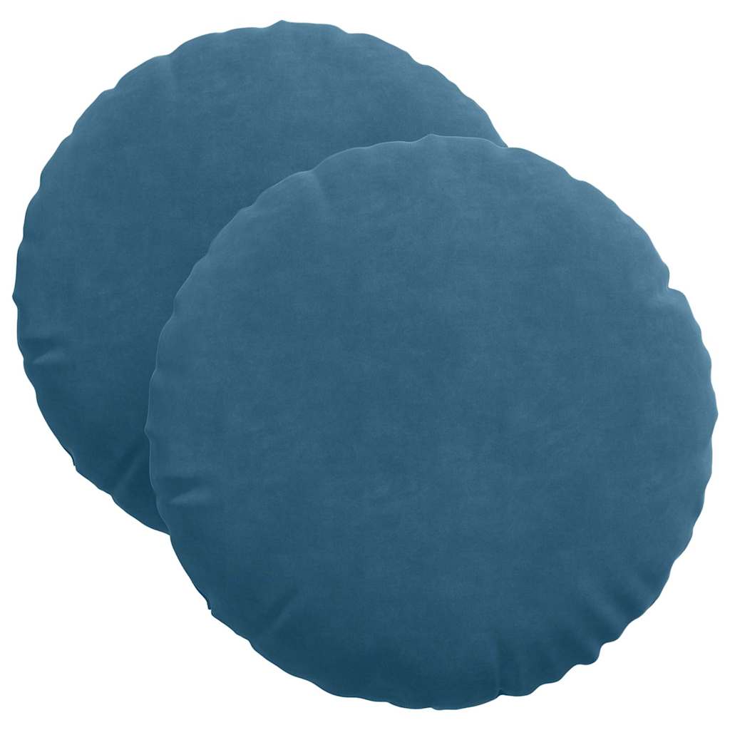 Sitzkissen 2 pcs Blau Ø 40 x 13 cm Samt
