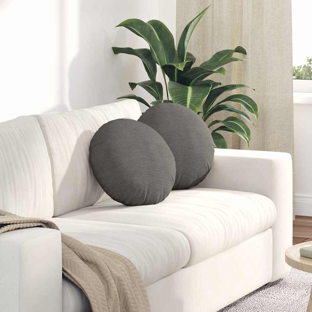 Sitzkissen 2 stk. Cordstoff Hellgrau Ø 40 cm