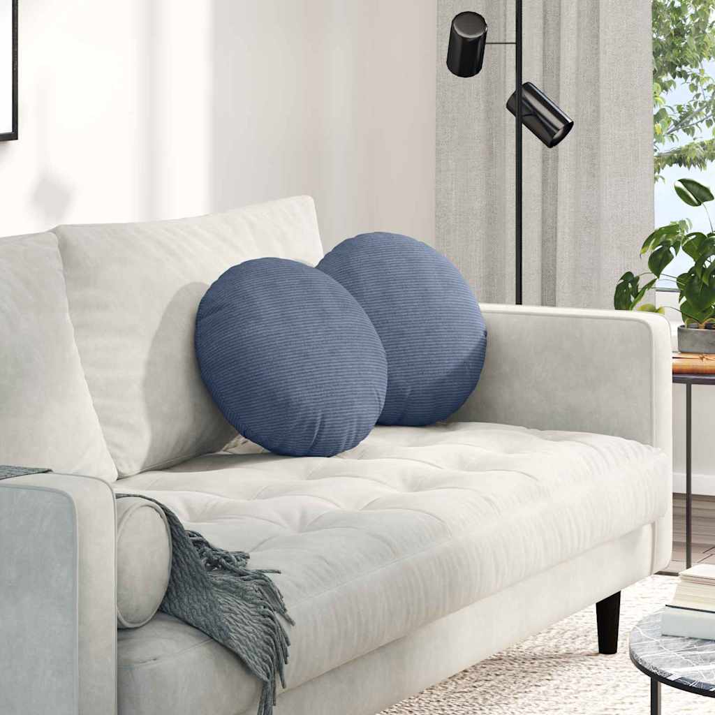 Sitzkissen 2 stk. Cordstoff Blau Ø 40 cm