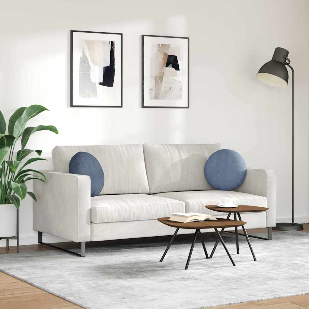 Sitzkissen 2 stk. Cordstoff Blau Ø 40 cm