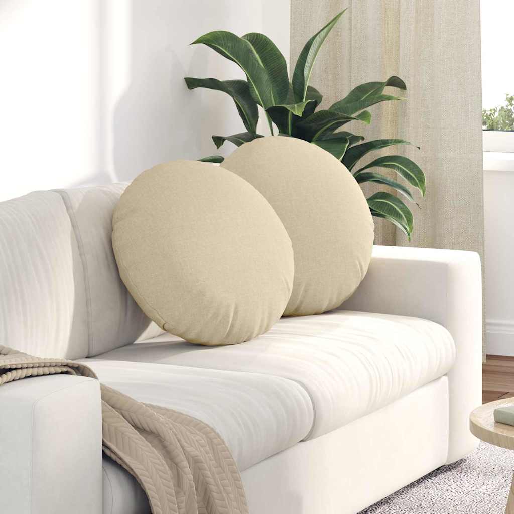 Sitzkissen 2 Stk. Stoff Creme Ø50 x 19 cm