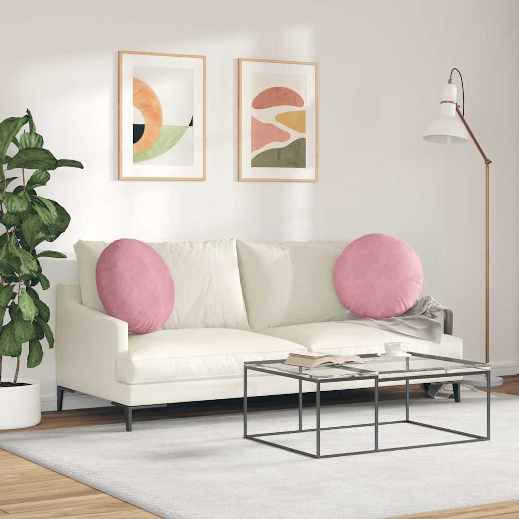Sitzkissen 2 stk. Samt Rosa Ø50 x 19 cm