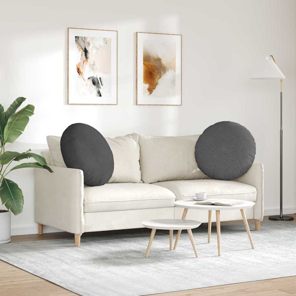 Sitzkissen 2 stk. Cordstoff Dunkelgrau Ø60 x 21 cm