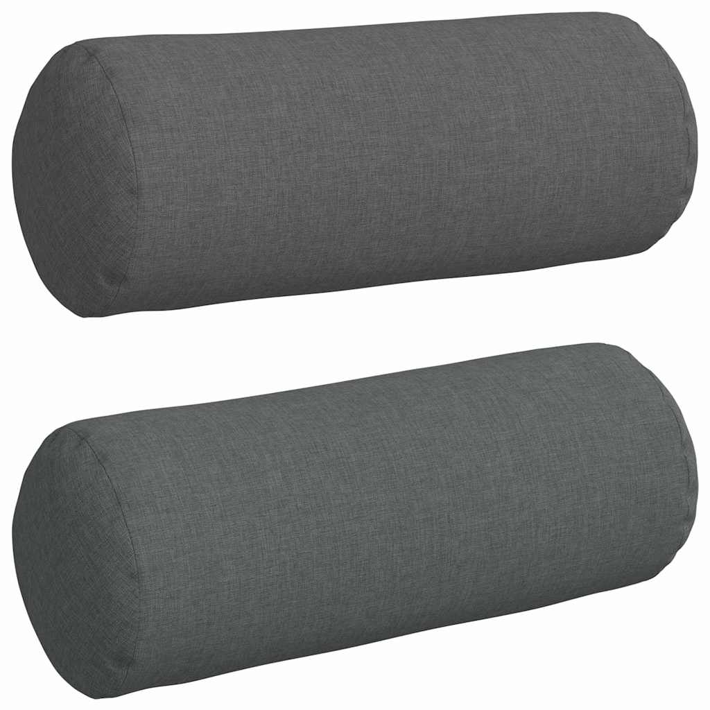 Bolsterkissen 2 Stk. Stoff Dunkelgrau Ø 15 x 40 cm