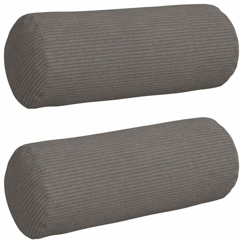 Bolsterkissen 2 stk. Cordstoff Hellgrau Ø 15 x 40 cm