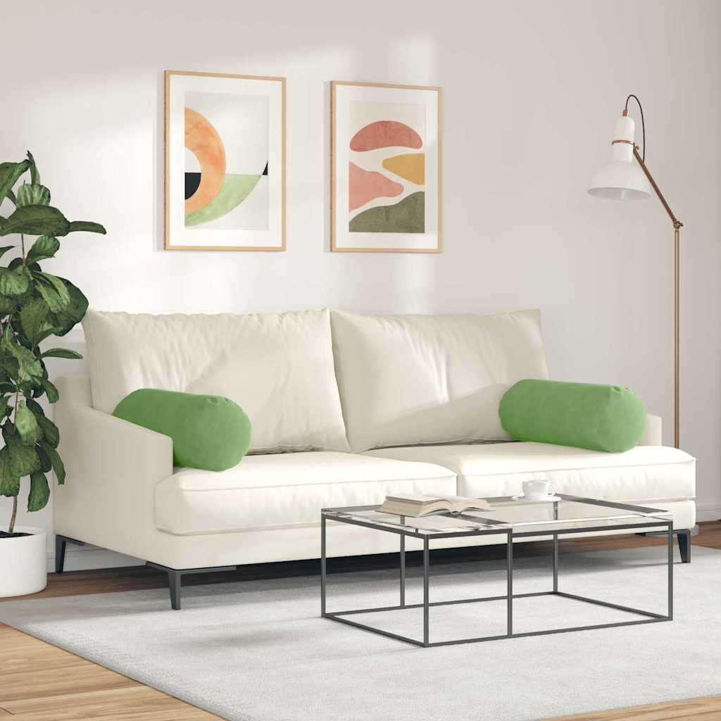 Bolsterkissen 2 pcs Hellgrün Ø 25 x 70 cm Cordstoff