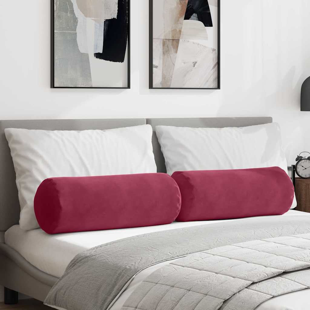 Bolsterkissen 2 pcs Weinrot Ø 25 x 70 cm Cordstoff