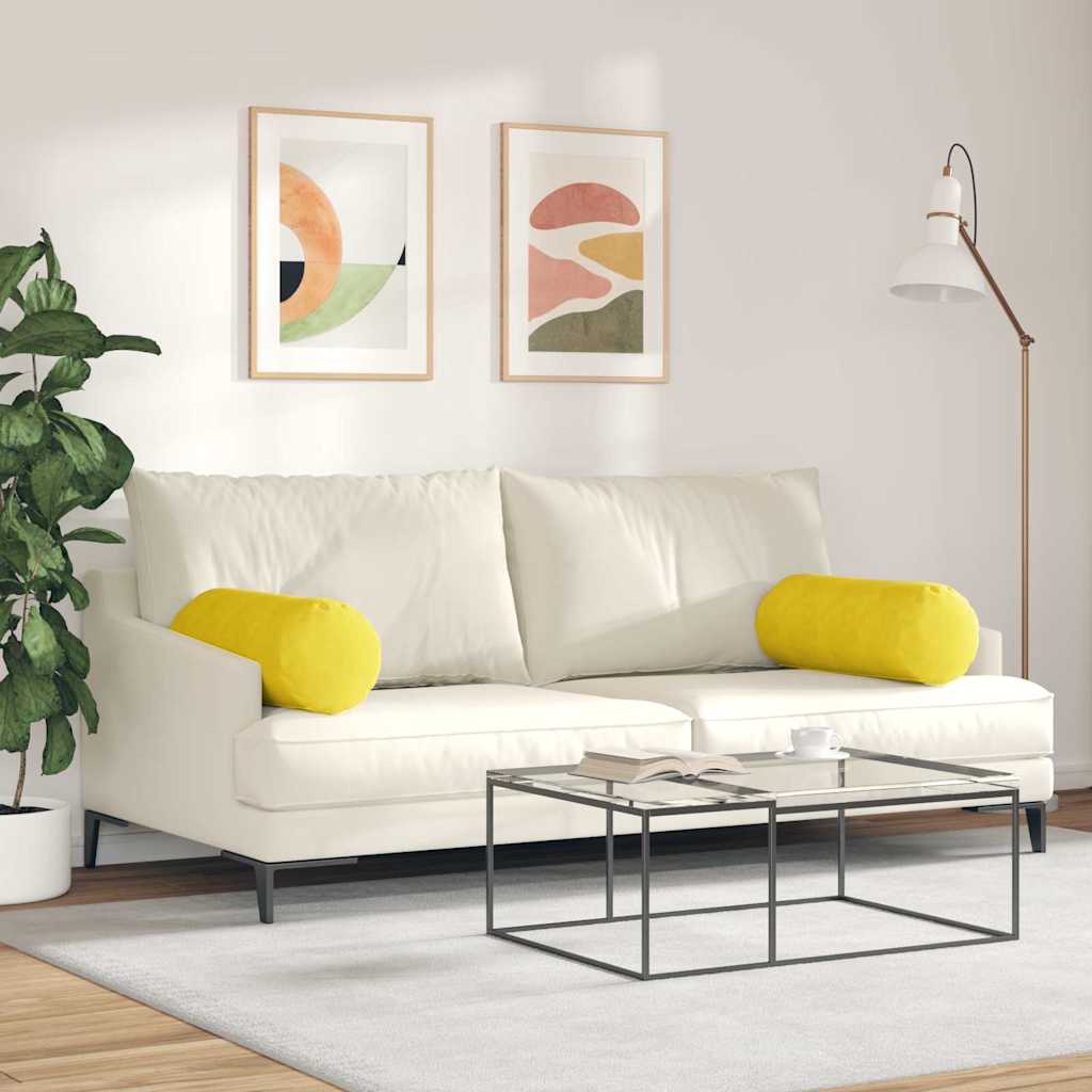 Bolsterkissen 2 pcs Gelb Ø 25 x 70 cm Cordstoff