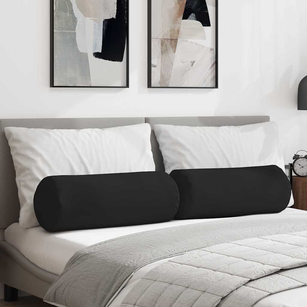 Bolsterkissen 2 pcs Schwarz Ø 25 x 70 cm Mikrofaserstoff