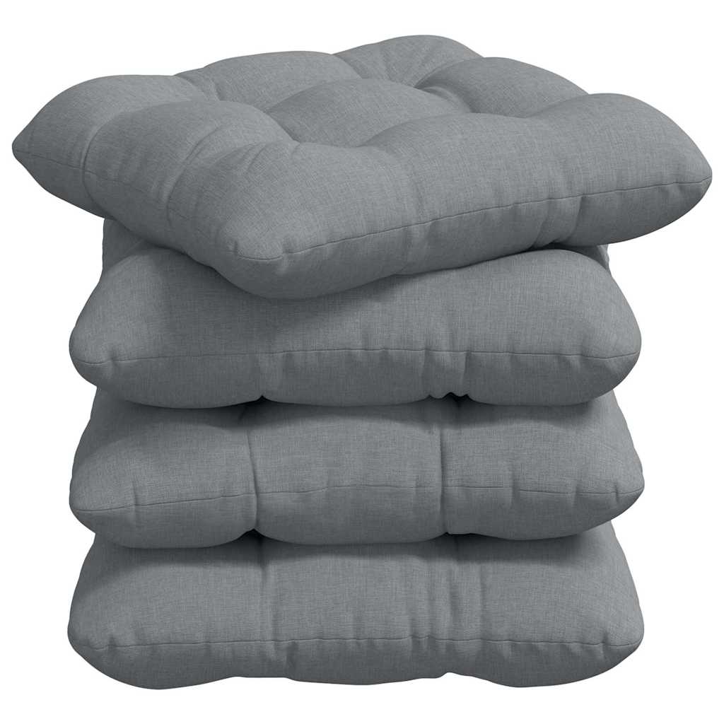 Sitzkissen 4 stk. Stoff Hellgrau 40 x 40 x 12 cm