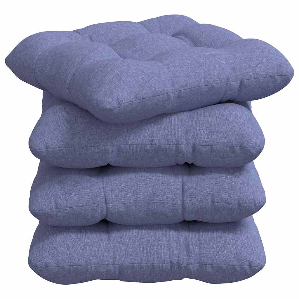 Sitzkissen 4 stk. Stoff Jeans blau 40 x 40 x 12 cm