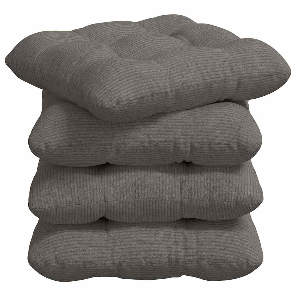 Sitzkissen 4 stk. Cordstoff Hellgrau 40 x 40 cm