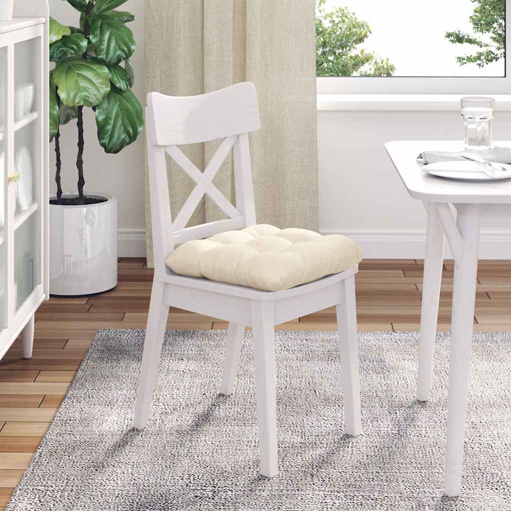 Sitzkissen 4 stk. Cordstoff Creme 40 x 40 cm