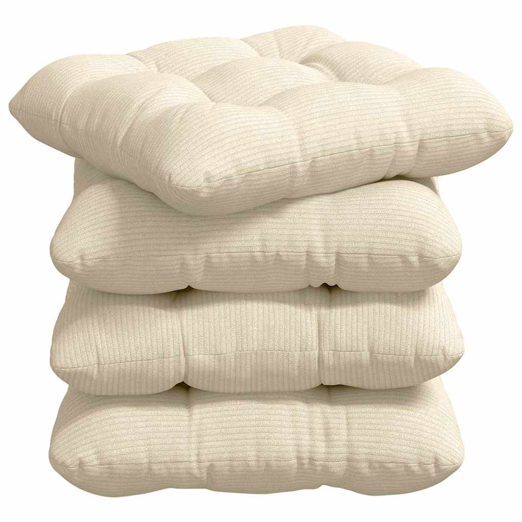 Sitzkissen 4 stk. Cordstoff Creme 40 x 40 cm