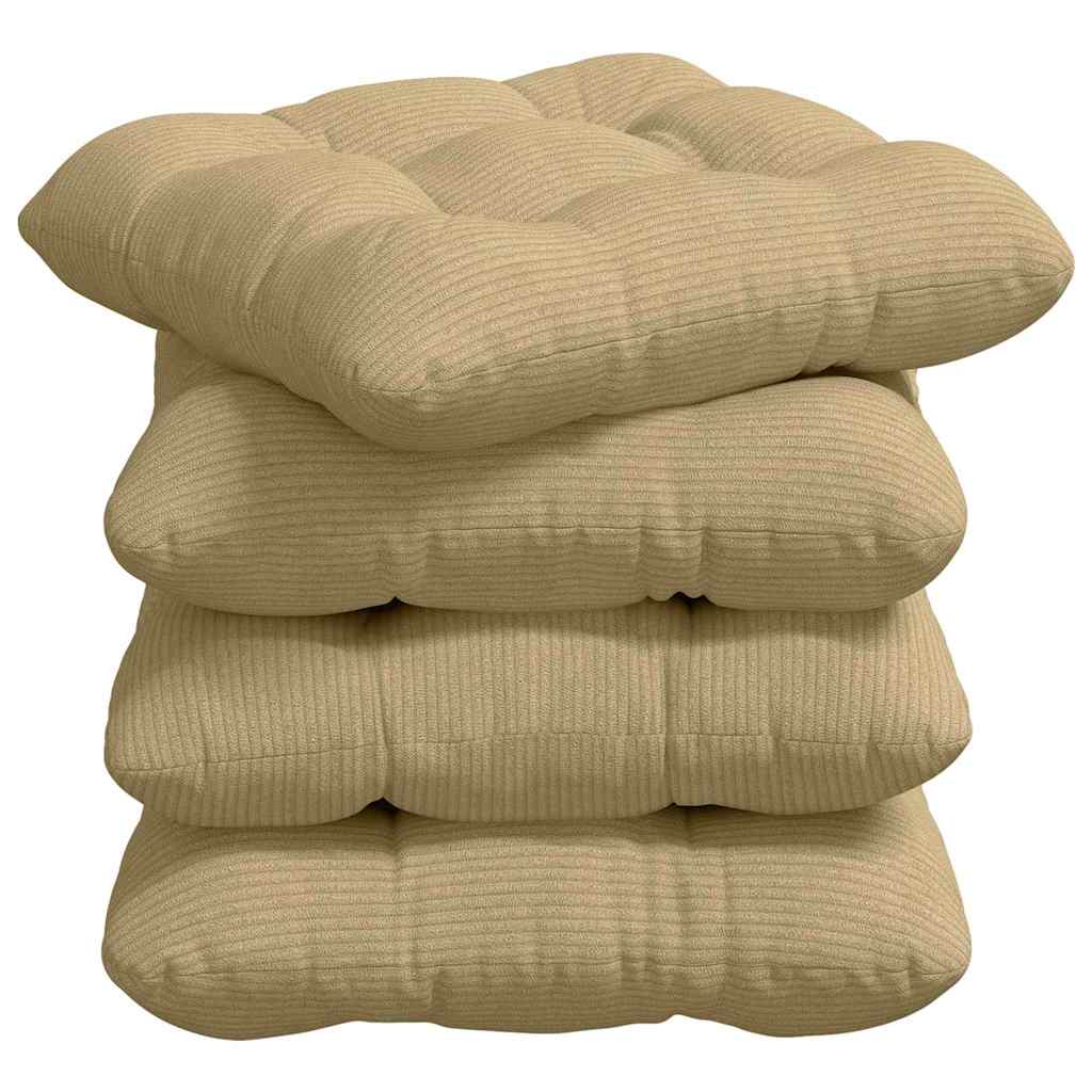 Sitzkissen 4 stk. Cordstoff Grau-Grün 40 x 40 cm